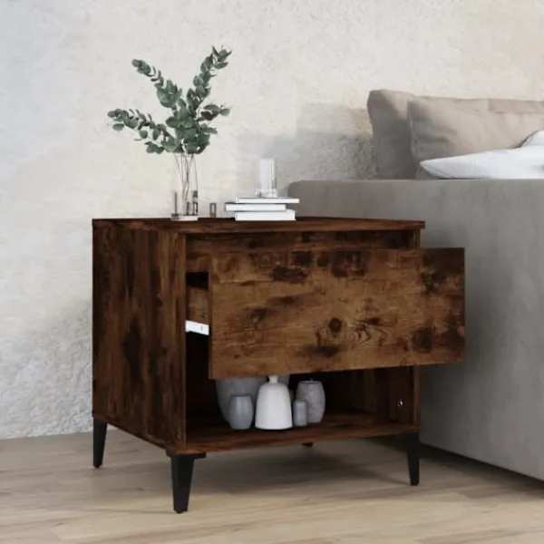 vidaXL Sängar>Soffbord rökfärgad ek 50x46x50 cm konstruerat trä