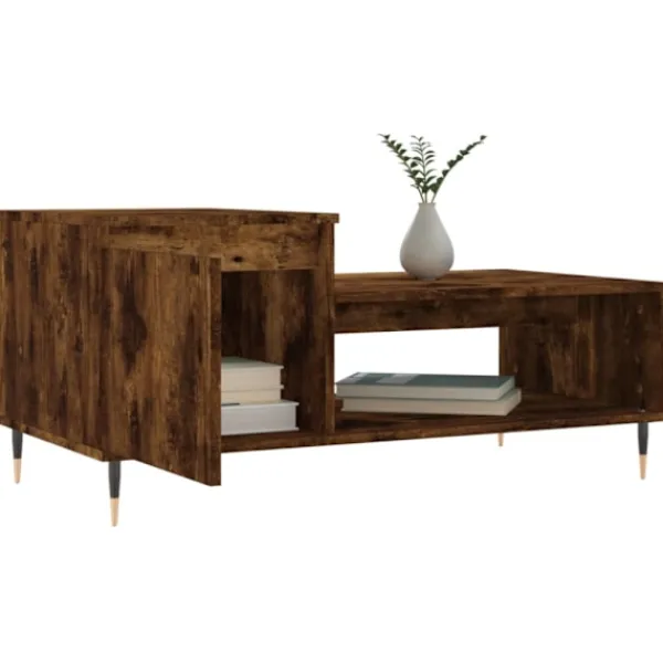 vidaXL Soffbord>Soffbord rökfärgad ek 100x50x45 cm konstruerat trä