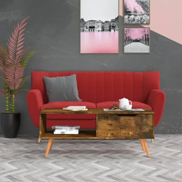vidaXL Soffbord>Soffbord rökt ek 100x49,5x43 cm konstruerat trä