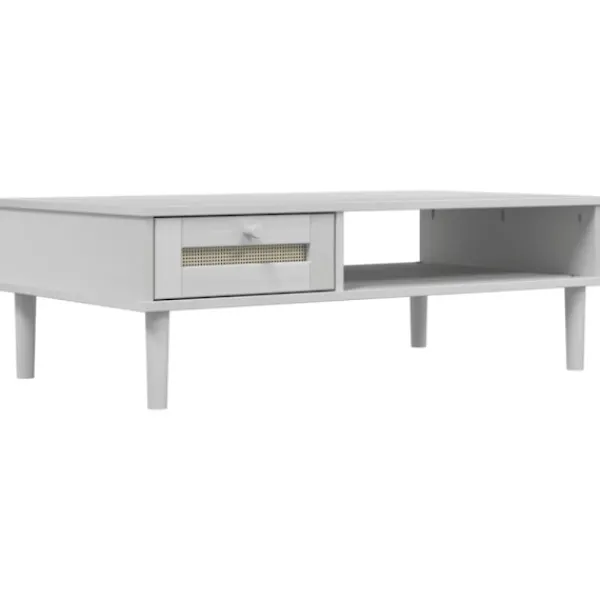 vidaXL Soffbord>Soffbord SENJA rottinglook vit 100x55x33 cm massivt trä