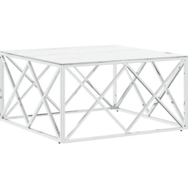 vidaXL Soffbord>Soffbord silver 80x80x40 cm rostfritt stål och glas