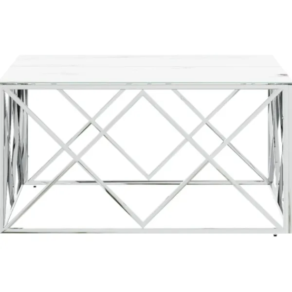 vidaXL Soffbord>Soffbord silver 80x80x40 cm rostfritt stål och glas