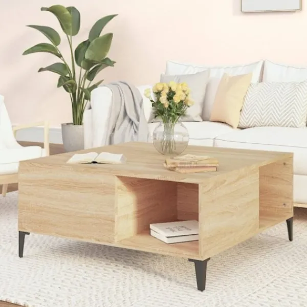 vidaXL Soffbord>Soffbord sonoma-ek 80x80x36,5 cm konstruerat trä