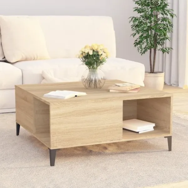 vidaXL Soffbord>Soffbord sonoma-ek 80x80x36,5 cm konstruerat trä