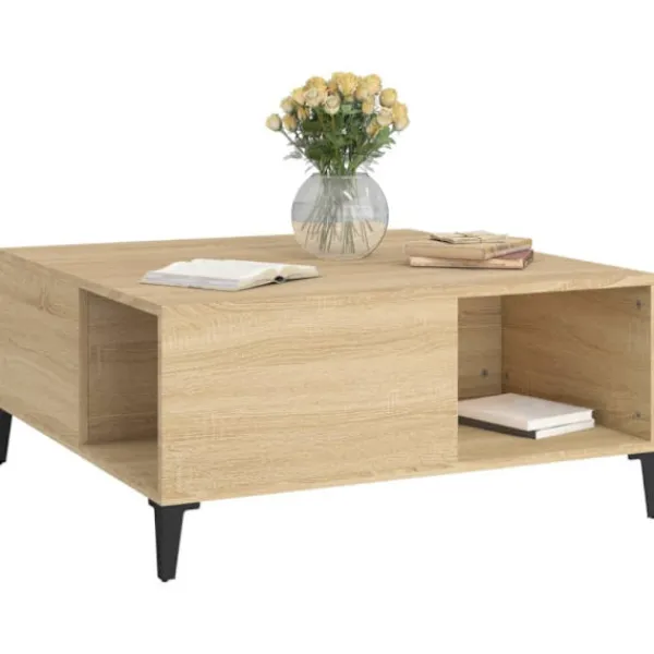 vidaXL Soffbord>Soffbord sonoma-ek 80x80x36,5 cm konstruerat trä