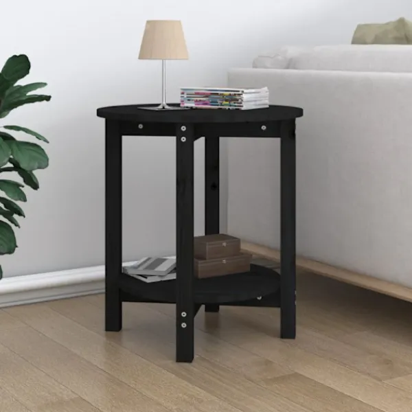 vidaXL Småbord>Soffbord svart Ø 55 x 60 cm massiv furu