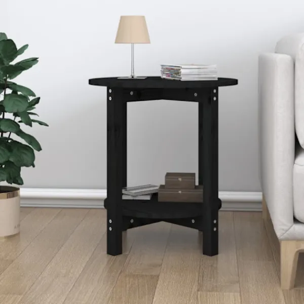 vidaXL Småbord>Soffbord svart Ø 55 x 60 cm massiv furu