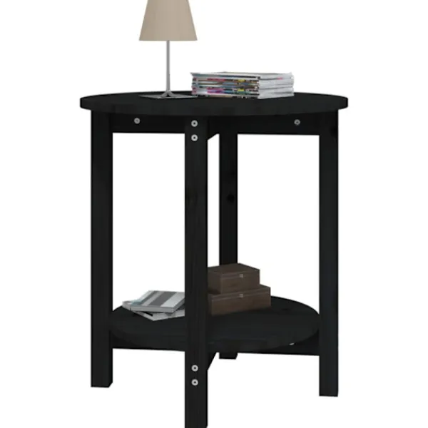vidaXL Småbord>Soffbord svart Ø 55 x 60 cm massiv furu