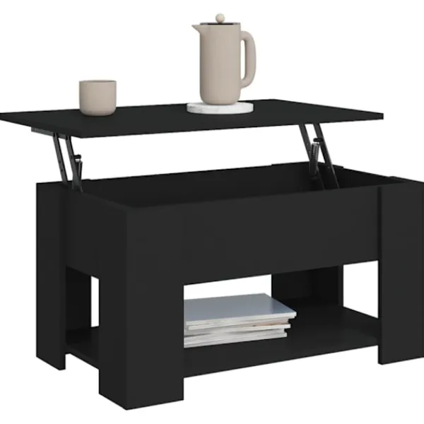 vidaXL Soffbord>Soffbord svart 79x49x41 cm konstruerat trä