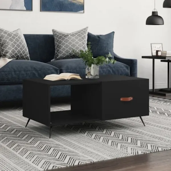 vidaXL Soffbord>Soffbord svart 90x50x40 cm konstruerat trä