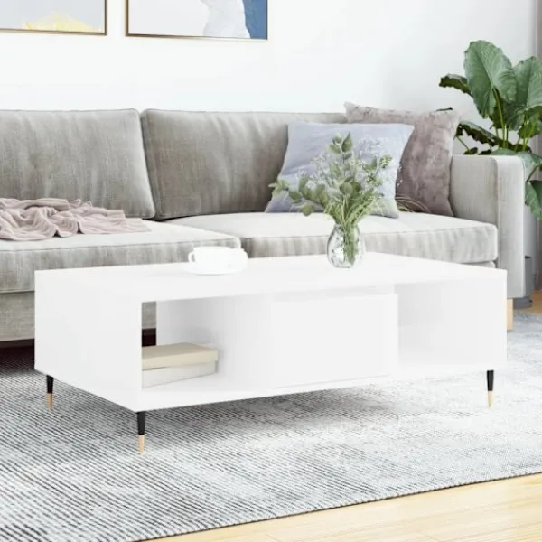 vidaXL Soffbord>Soffbord vit högglans 104x60x35 cm konstruerat trä