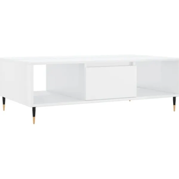 vidaXL Soffbord>Soffbord vit högglans 104x60x35 cm konstruerat trä