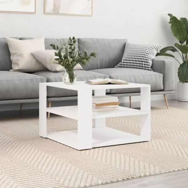 vidaXL Soffbord>Soffbord vit 58x58x40 cm konstruerat trä