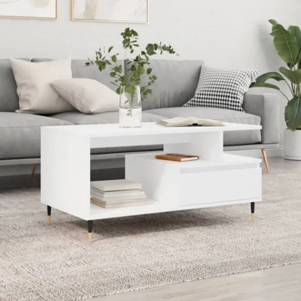 vidaXL Soffbord>Soffbord vit 90x49x45 cm konstruerat trä