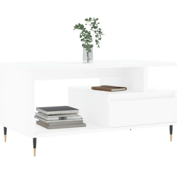 vidaXL Soffbord>Soffbord vit 90x49x45 cm konstruerat trä