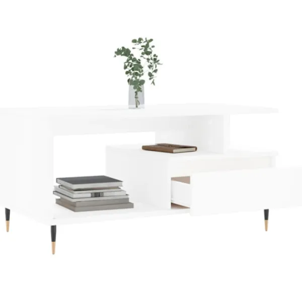 vidaXL Soffbord>Soffbord vit 90x49x45 cm konstruerat trä