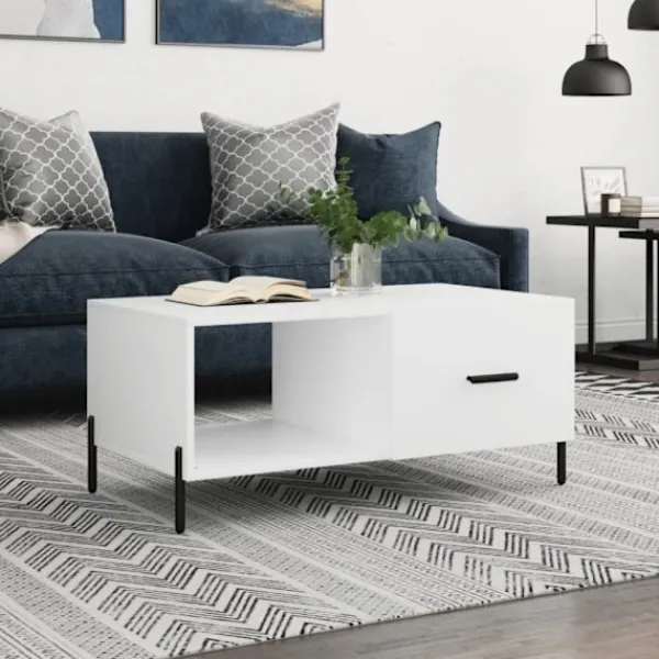 vidaXL Soffbord>Soffbord vit 90x50x40 cm konstruerat trä