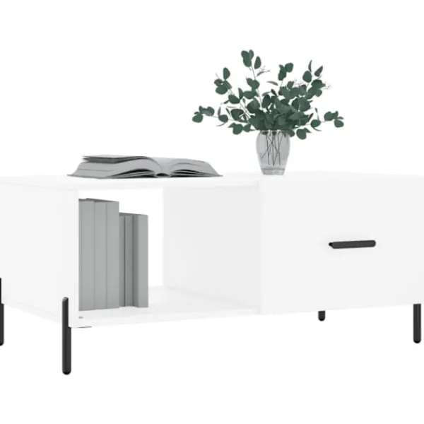 vidaXL Soffbord>Soffbord vit 90x50x40 cm konstruerat trä
