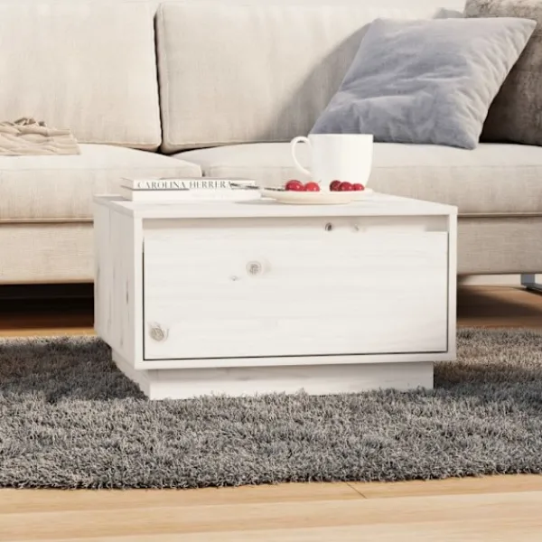 vidaXL Soffbord>Soffbord vit 55x56x32 cm massiv furu