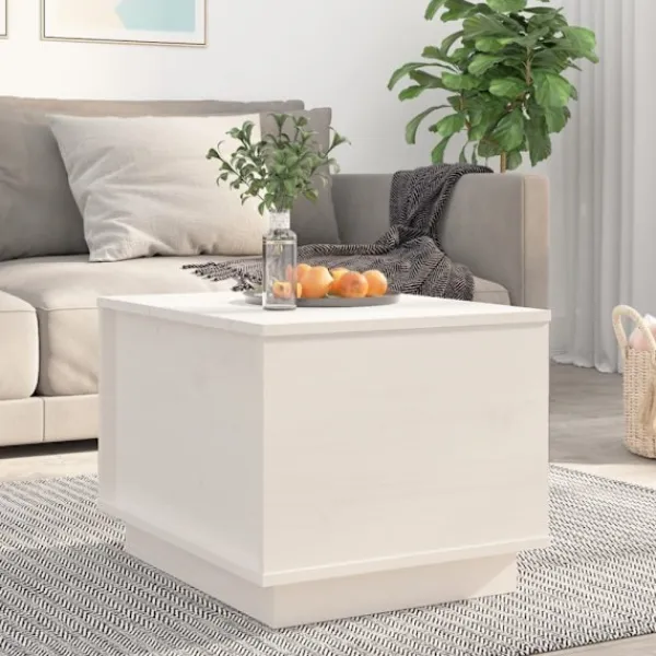 vidaXL Soffbord>Soffbord vit 40x50x35 cm massiv furu