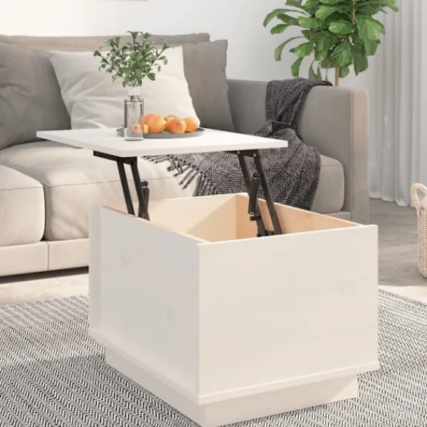 vidaXL Soffbord>Soffbord vit 40x50x35 cm massiv furu