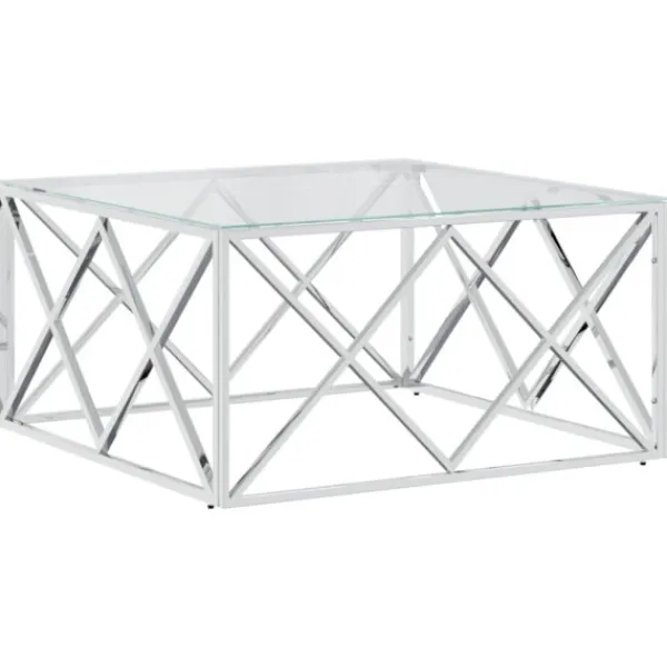 vidaXL Soffbord>Soffbord 80x80x40 cm rostfritt stål och glas