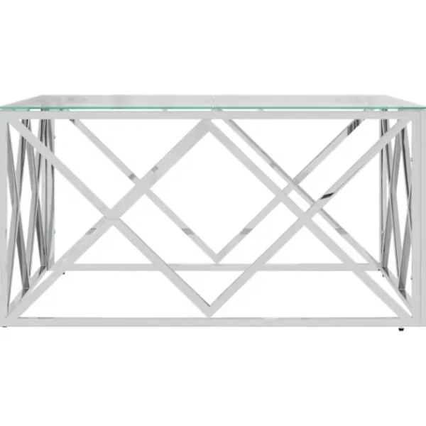 vidaXL Soffbord>Soffbord 80x80x40 cm rostfritt stål och glas