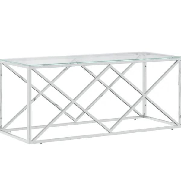 vidaXL Soffbord>Soffbord 110x45x45 cm rostfritt stål och glas