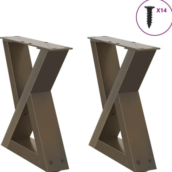 vidaXL Soffbord>Soffbordsben 2 st naturstål 30x(30-31,3) cm stål