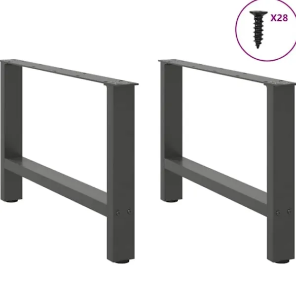 vidaXL Soffbord>Soffbordsben antracit 2 st 70x(42-43) cm stål