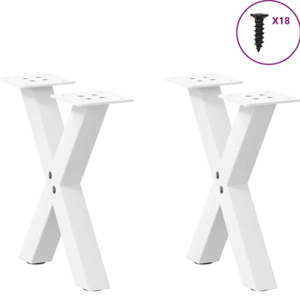 vidaXL Soffbord>Soffbordsben X-formade 2 st vita 30x(30-31) cm stål