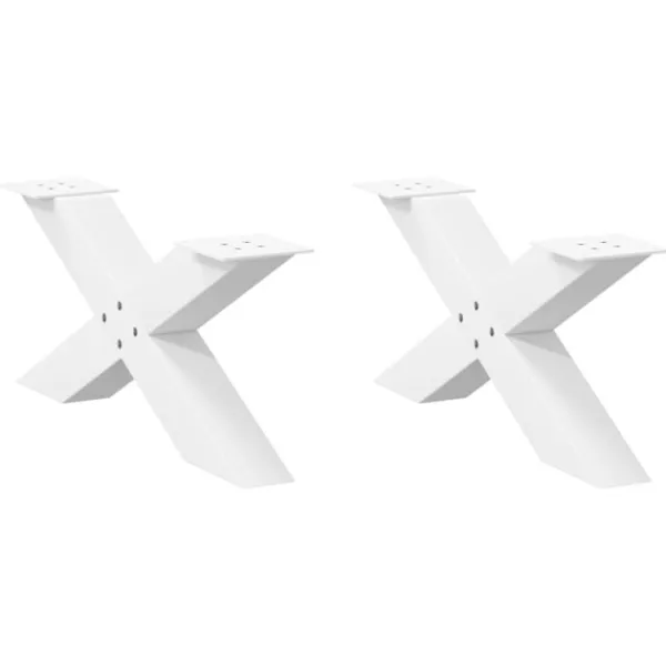 vidaXL Soffbord>Soffbordsben X-formade 2 st vita 70x(30-31) cm stål