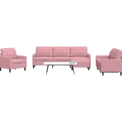 vidaXL Soffor>Soffgrupp med dynor 4 delar rosa sammet