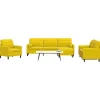 vidaXL Soffor>Soffgrupp med dynor och bolster 4 delar gul sammet