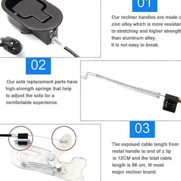 Fåtöljer>Soffkabel i aluminiumlegering 96 cm Handtag Fåtölj Ersättning Universal Armstöds Reservdelar Enkel Installation För Soffa Fåtölj Relaxstol - B