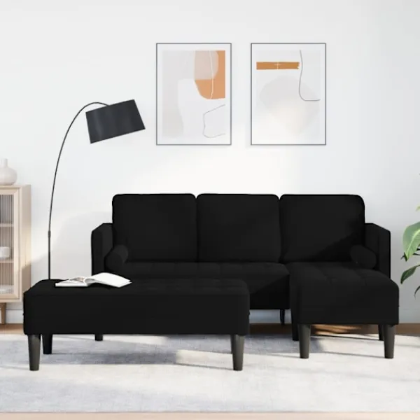 vidaXL Soffor>Soffset med kudde 2 pcs Svart Polyester