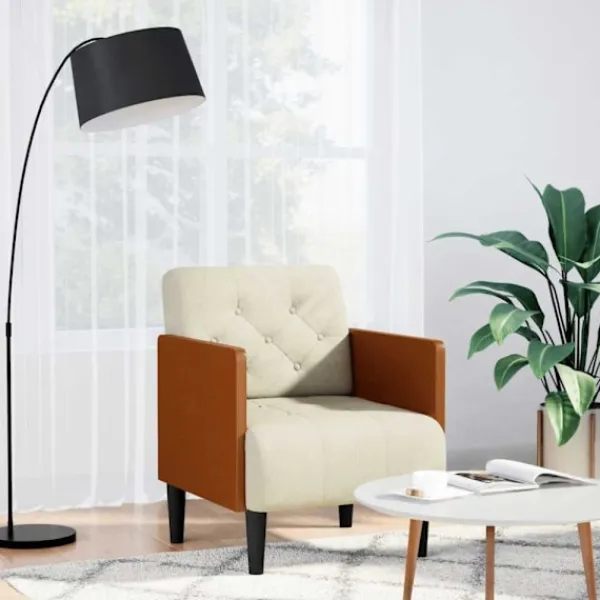 vidaXL Fåtöljer>Soffstol med armstöd gräddvit 55 cm sammet