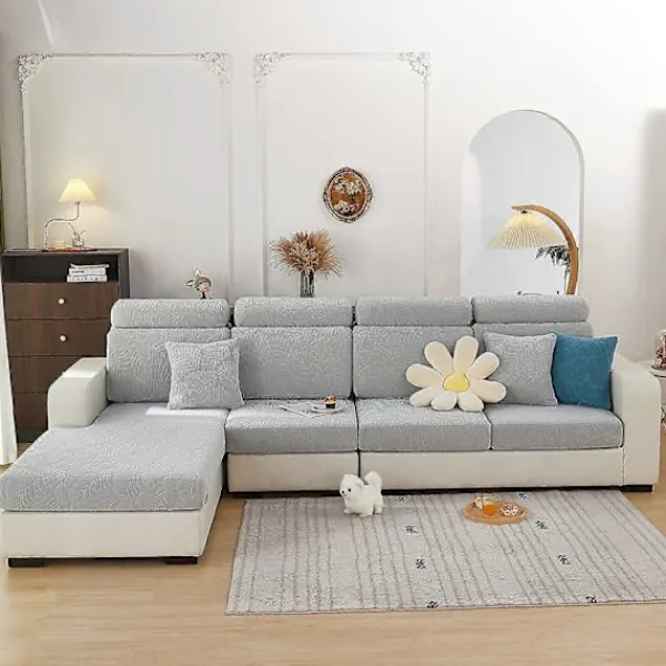 Soffor>Sofföverdrag för sittdynor, stretchigt sofföverdrag, 1-sits, L-formad schäslongmöbelskydd