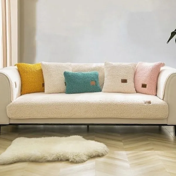 Soffor>Sofföverdrag sammet, mjukt sofföverdrag L-form, halkfritt soffskydd, Mysigt sofföverdrag, hörnsofföverdrag, soffskydd för hundar Beige 70*180cm
