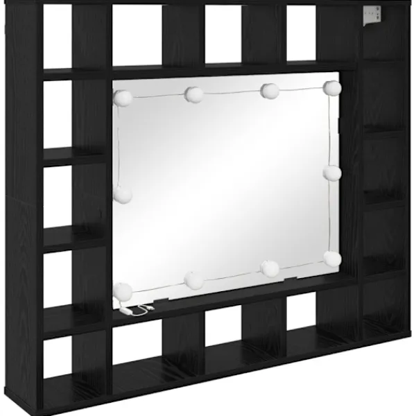 vidaXL Sminkbord>Spegelskåp med hylla Svart ek 91 x 15 x 76.5 cm Konstruerat trä