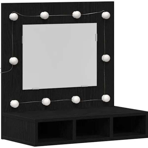 vidaXL Sminkbord>Spegelskåp med hylla Svart ek 62 x 31,5 x 62 cm Konstruerat trä