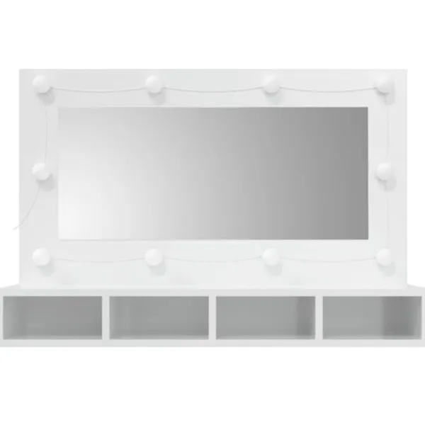 vidaXL Sminkbord>Spegelskåp med LED vit högglans 90x31,5x62 cm