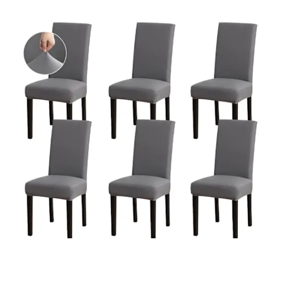 Stolar>Stolsöverdrag - Alla Säsonger - Stretch Stolsöverdrag - 6-pack - Grå