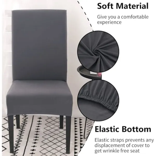 Stolar>Stolsöverdrag Set om 4 eller 6, Stretch Avtagbart Tvättbart Stolsöverdrag Dekoration Överdrag Sitsöverdrag för Hotell grå grå-FX- 6pcs