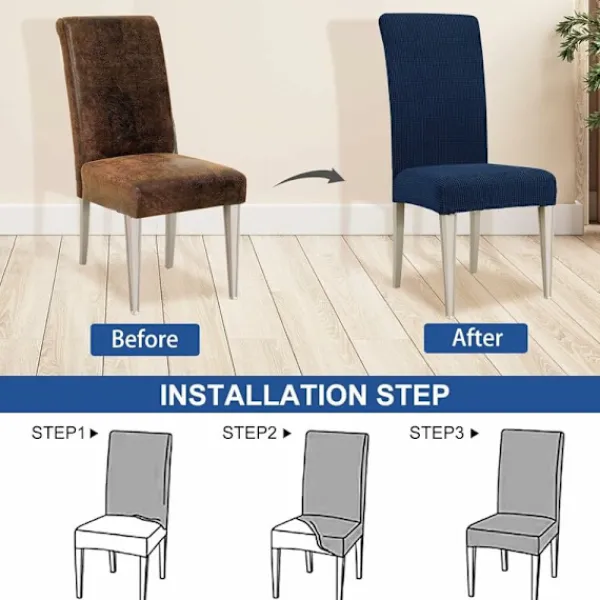 Stolar>Stolsöverdrag, Stretch Matstolsöverdrag, Universal Stolsöverdrag, Tvättsbara Stolsöverdrag, Blå (4 stycken)