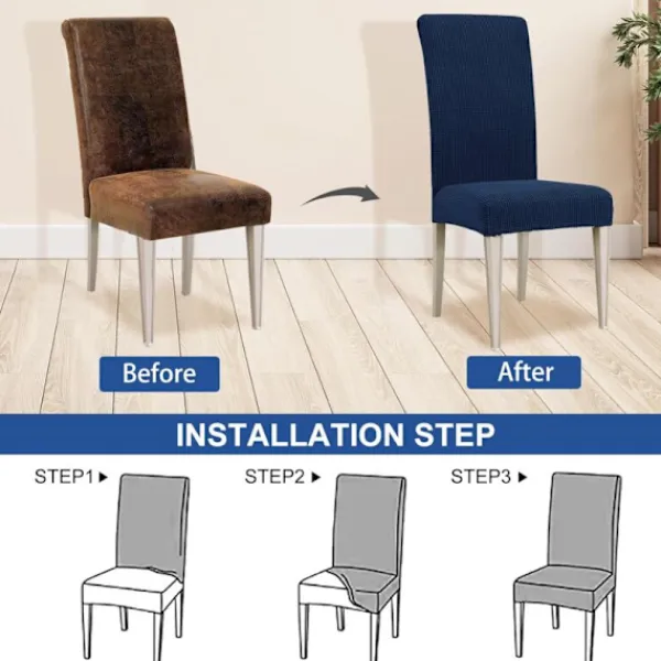 Stolar>Stolöverdrag, Stretch Matstolsöverdrag, Universal Stolöverdrag, Tvättbara Stolöverdrag, Blå (4 stycken)