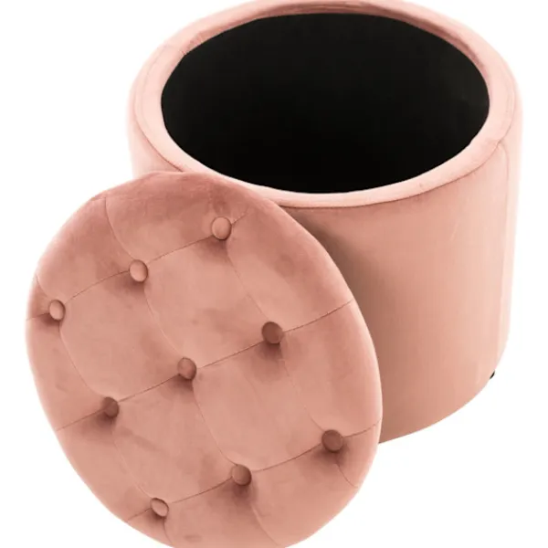 BellaFurn Sittpuffar>Storberhocker - Lagring och komfort - Uppdaterad med sammet och robust design | Färg: rosa