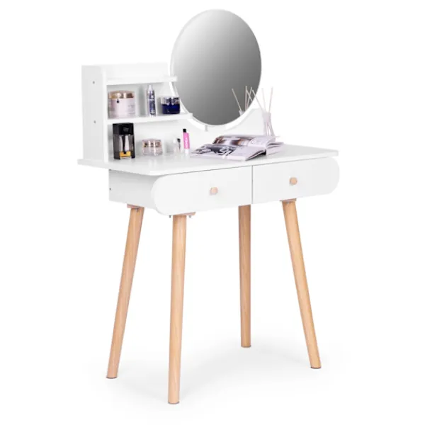 B2X Sminkbord>Stort modernt sminkbord med spegelhyllor
