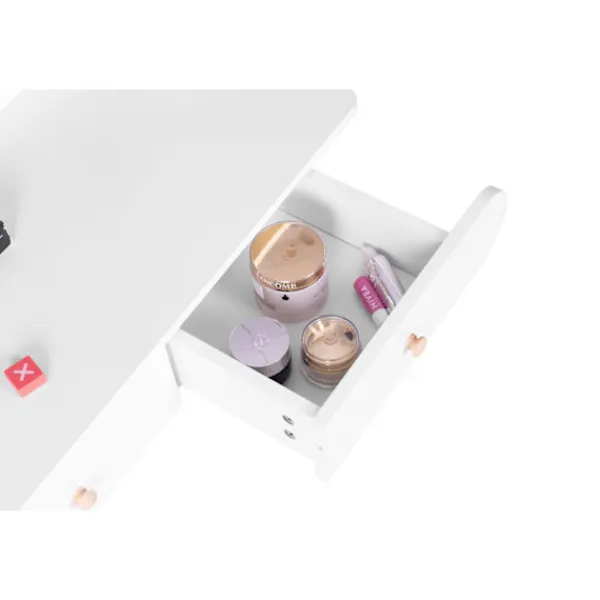 B2X Sminkbord>Stort modernt sminkbord med spegelhyllor