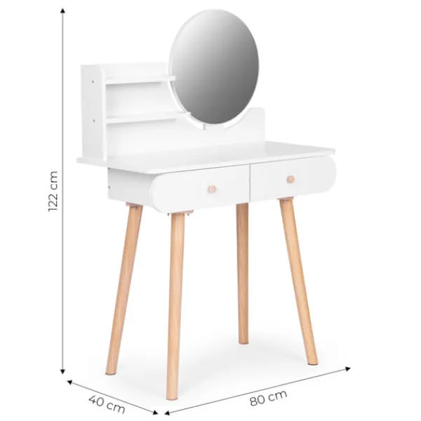 B2X Sminkbord>Stort modernt sminkbord med spegelhyllor